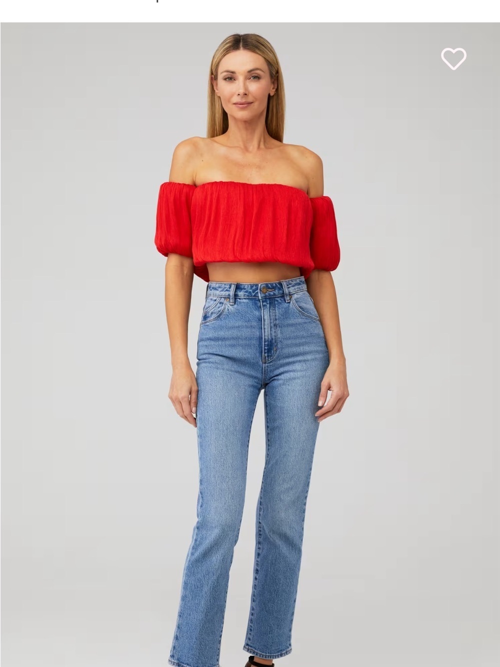 Line & Dot Off Shoulder Puff Sleeve Crop Top
Size Small